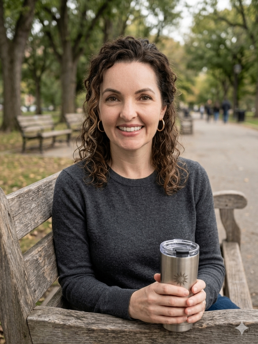 Alice Taylor, Specialist Weight Management Dietitian, sitting on a park bench